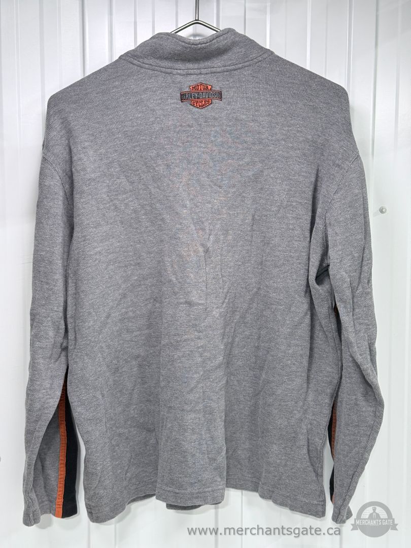 Harley-Davidson Genuine MotorClothes Men's Large Grey 1/4 Zip Pullover Sweater