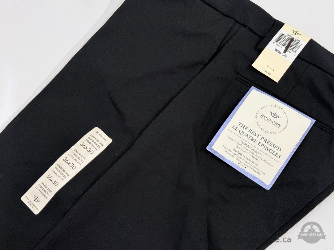 New Dockers Premium Edition Men's Black Dress Pants Straight Fit 36x30