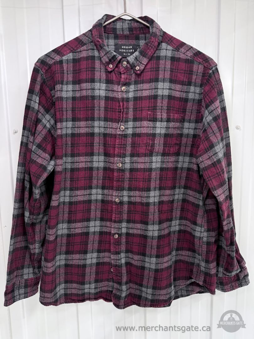 Men’s XL Long-Sleeve Plaid Shirt Lot – American Eagle RedHead Kenneth Cole