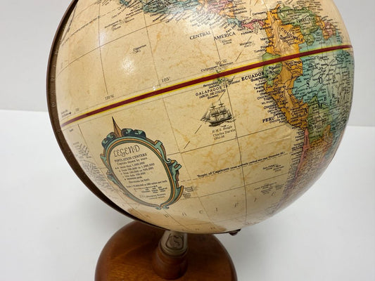 Vintage Replogle World Classic Globe With Wood Base 7 Inch Tall