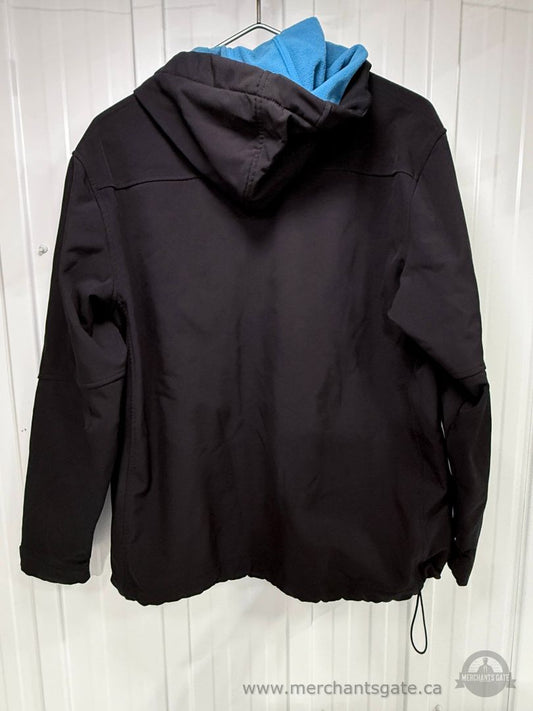 Athletic Works Men’s Softshell Hooded Jacket Black and Blue Size Large