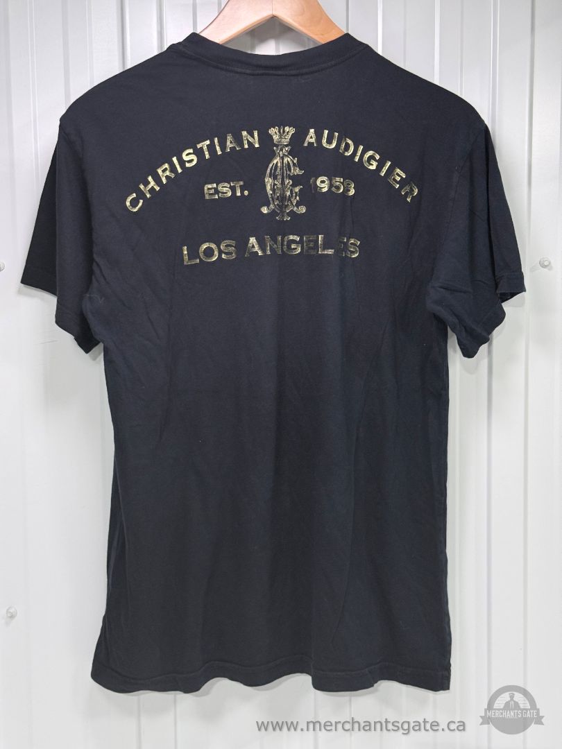 Christian Audigier Los Angeles Y2K Rhinestone Snake Heart Graphic T-Shirt