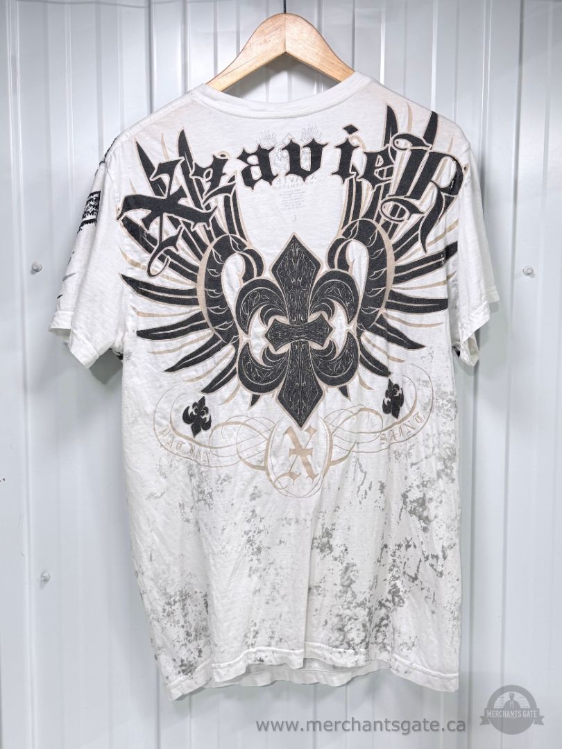 Lot of 2 Xzavier Unlimited Y2K Rhinestone Skull Graphic T-Shirts Sizes L and XL