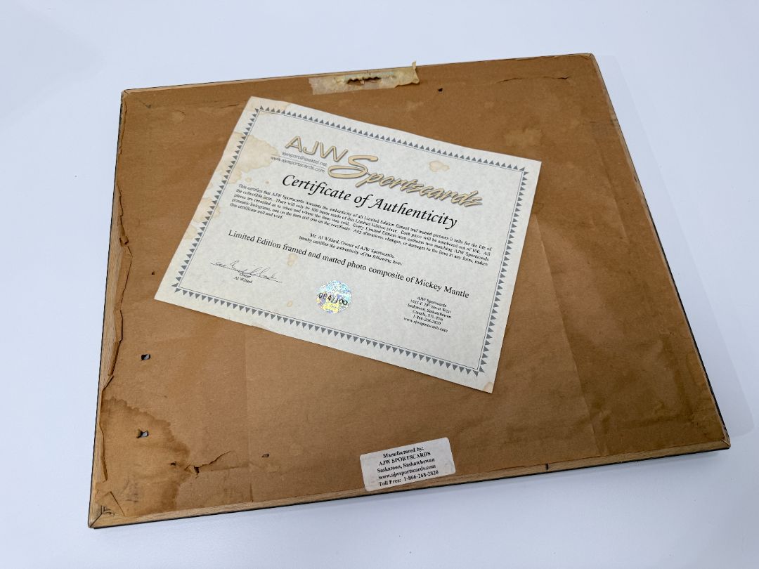 Mickey Mantle Limited Edition Framed Photo Composite w/ COA – Needs Restoration