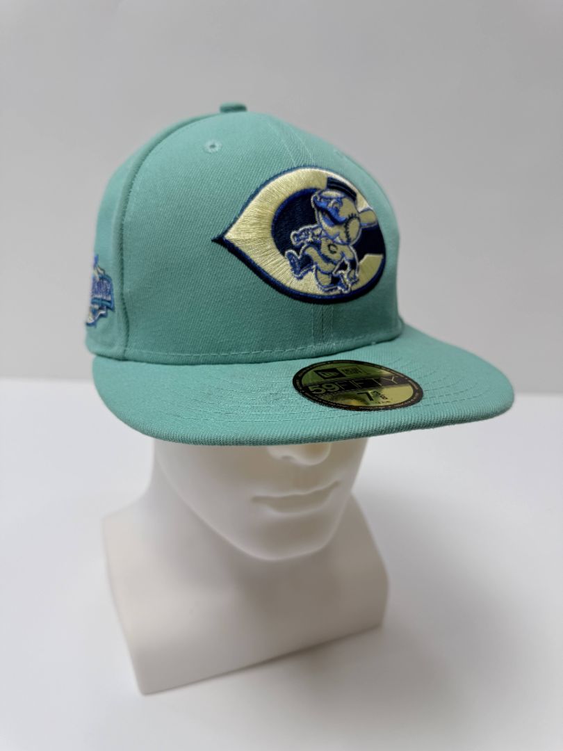 Cincinnati Reds Hat New Era 59Fifty Fitted Size 7 3 8 Cooperstown Collection Teal Cap