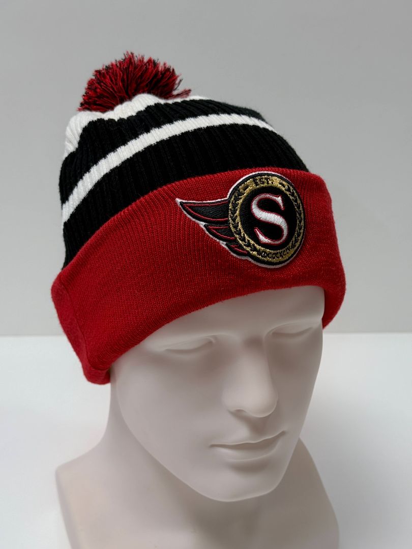 Ottawa Senators NHL Fanatics Pro Pom Winter Hat Black Red White Knit Beanie