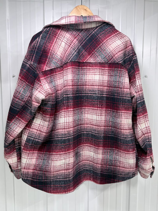 Levi's Women's Plaid Shacket Jacket Red Burgundy Navy White Size Medium