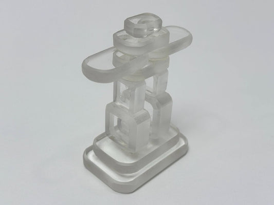 Glass Inukshuk Figurine 4 Inch Frosted Clear Inuit Style Sculpture