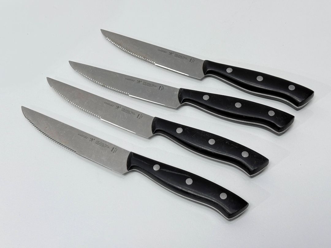 4 x Henckels Fine Edge Pro V 4.5" Serrated Steak Knives Stainless Steel