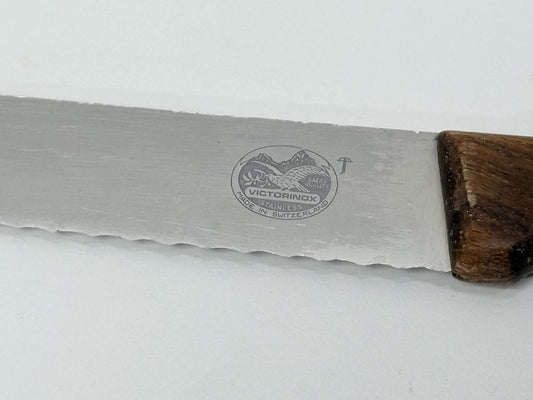 Vintage Victorinox Stainless Bread Knife 14 Inch Serrated Wood Handle