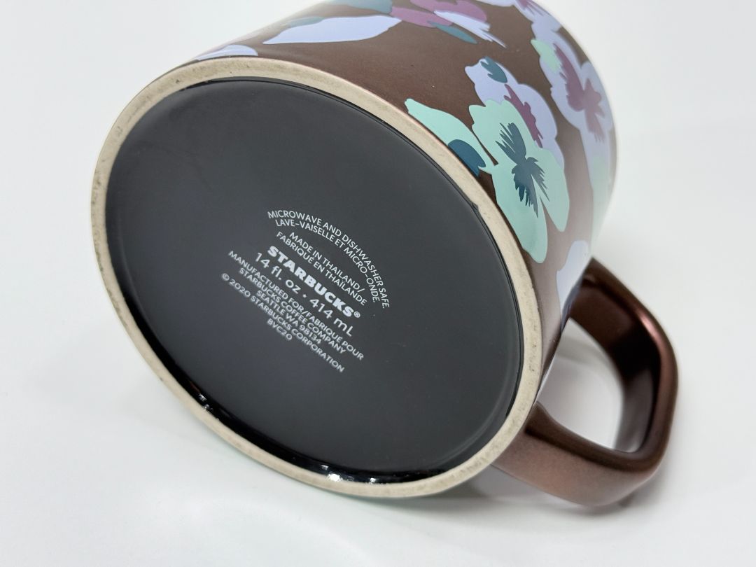 Starbucks Floral Ceramic Mug 14oz 2020 Brown Blue Green Purple Collectible