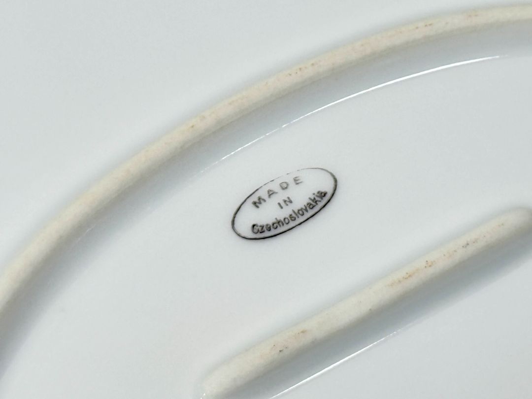 Vintage Czech Porcelain Floral Platters Pair Made In Czechoslovakia 16 Inch And 12 Inch