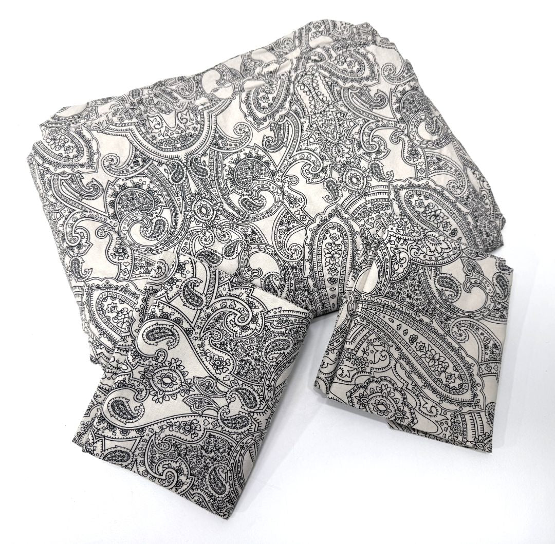 IKEA Jättevallmo Twin Duvet Cover Set With Two Pillow Shams Paisley Cotton