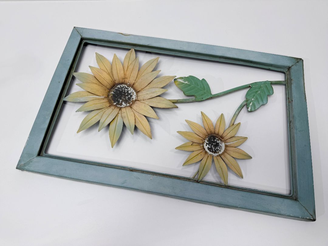 Decorative Metal Sunflower Wall Art Framed Floral Home Decor