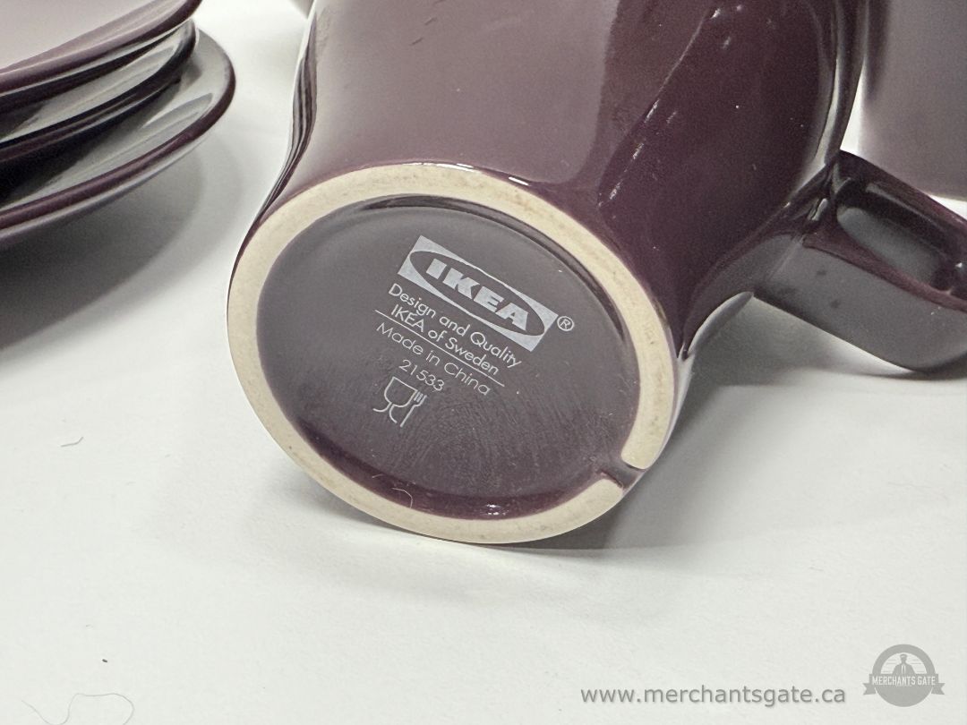 IKEA FÄRGRIK Dark Purple Plates Bowls Mugs Set Ceramic Dinnerware 10" Plates