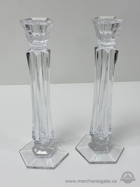Set of Crystal Style Taper Candle Holders Pair 12 Inch Decorative Home Decor