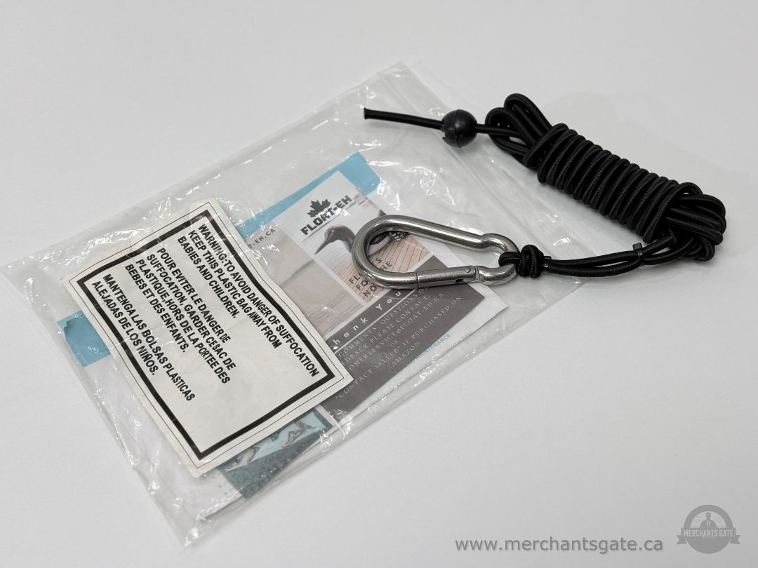 Flor Eh Black Lanyard With Metal Carabiner Coiled Tether