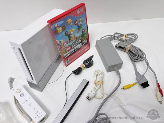 Nintendo Wii Console Bundle With Super Mario Bros Wii Game And Accessories