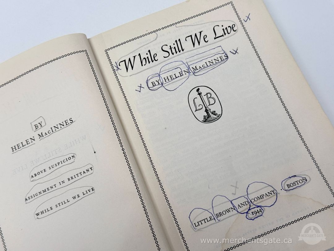 Vintage 1944 Hardcover Book While Still We Live by Helen MacInnes