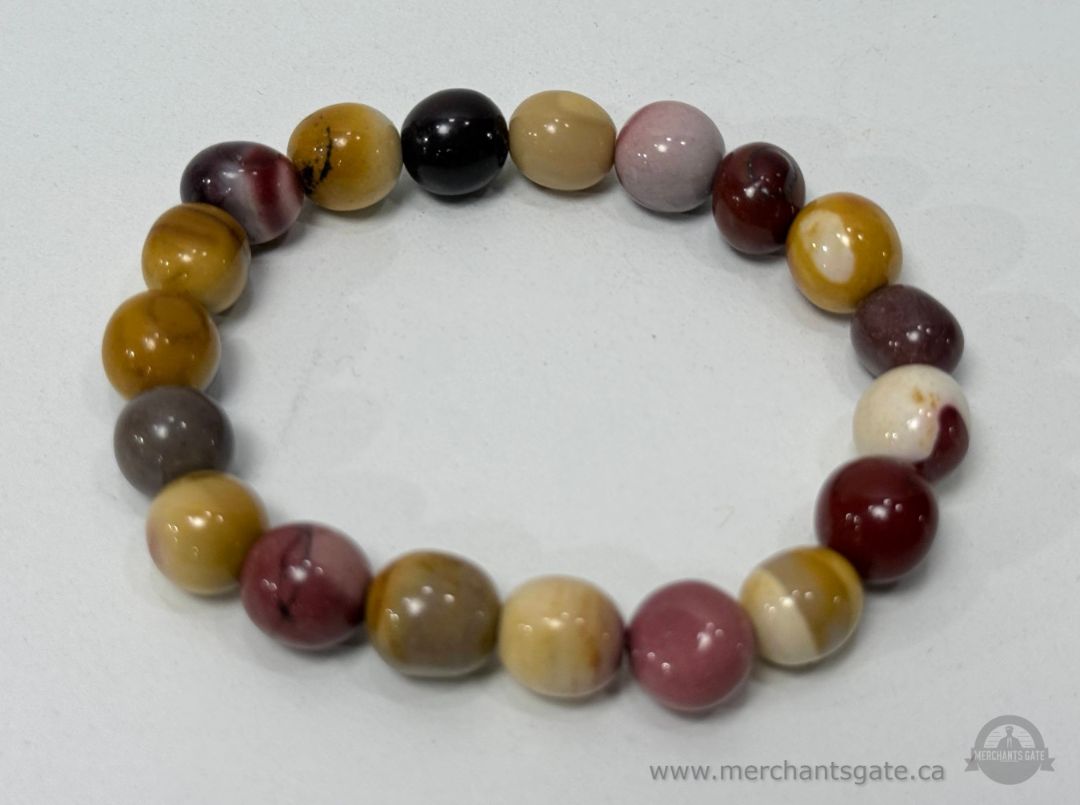 Multicolor Stone Bead Stretch Bracelet Polished Round Beads