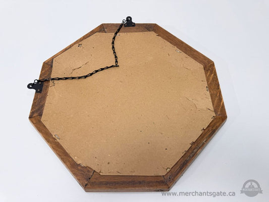 Octagonal Wood Framed Wall Mirror With Hanging Chain