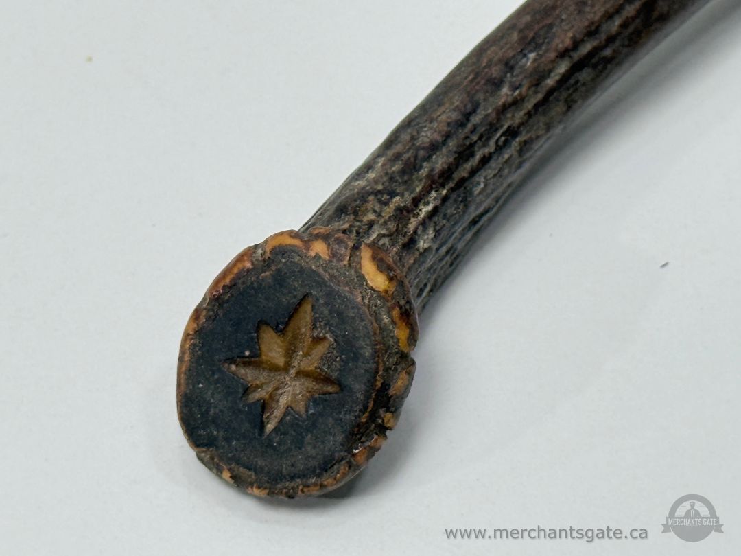 Antique Carving Fork with Stag Antler Handle and Metal Tines