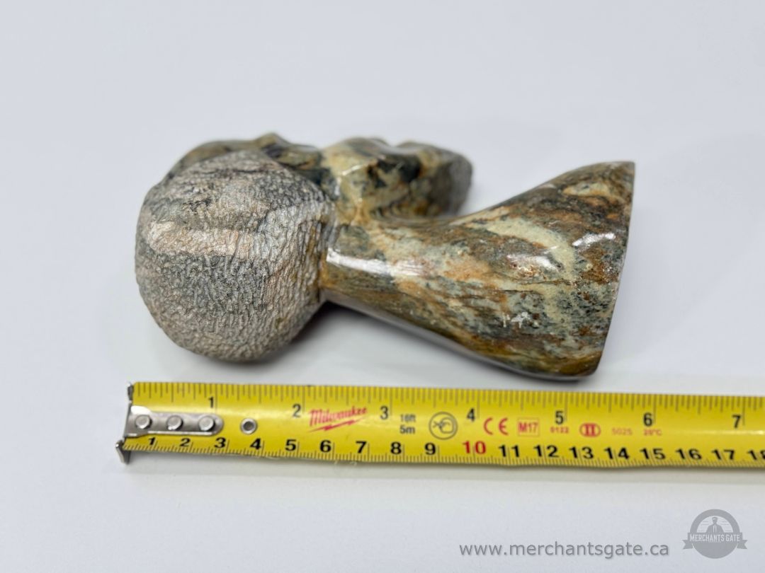 Carved Stone African-Style Head Sculpture Bust Polished Stone Art Figurine