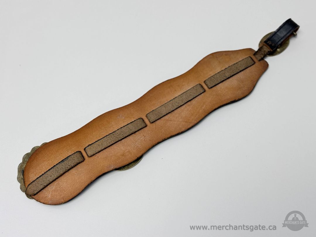 Antique Horse Brass Strap on Leather – Decorative Equestrian Harness Piece 18”