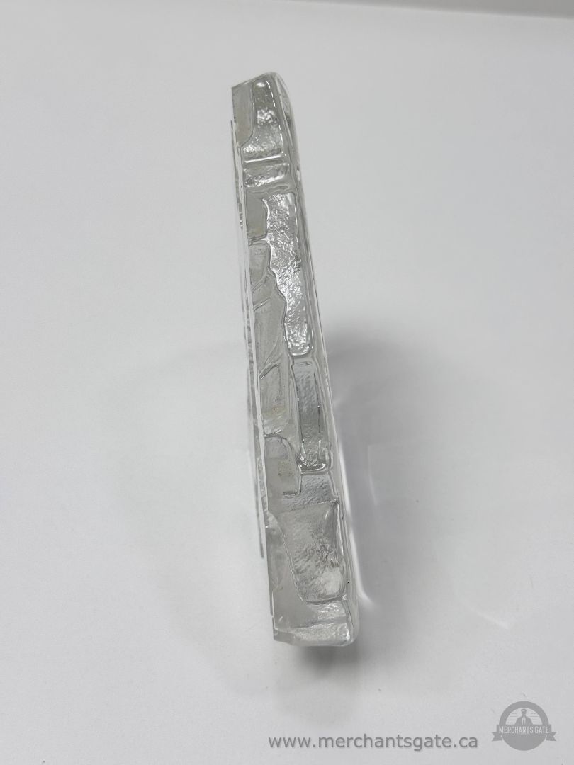 Clear Glass Wolf and Eagle Sculpture with Mountain Scene Indigenous Face Art