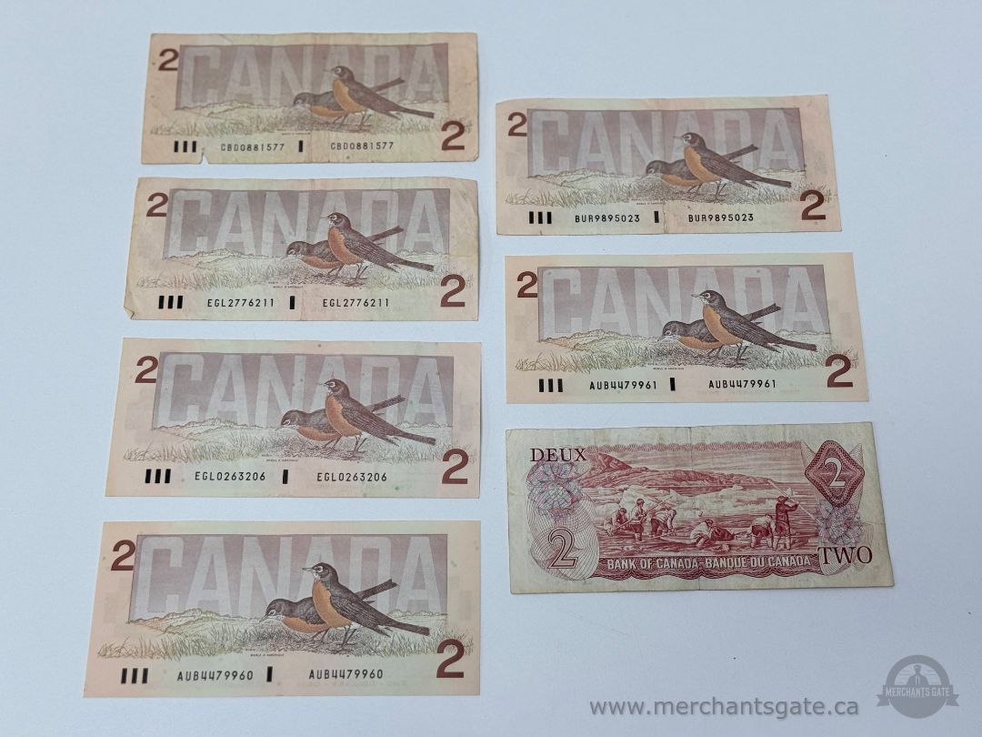Vintage Canadian $2 Banknote Lot – Birds of Canada + Multicolour Queen Series / Barrhaven