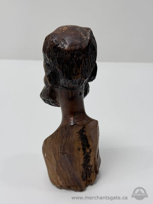 Hand Carved Wooden Bust Sculpture African Style Folk Art Figurine