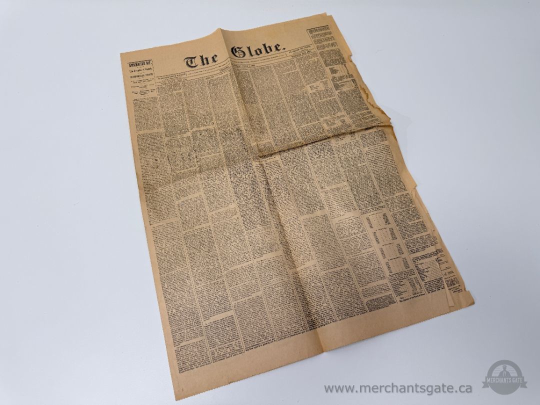 1867 Toronto Globe Newspaper – July 1 Confederation Issue – Original Period Paper
