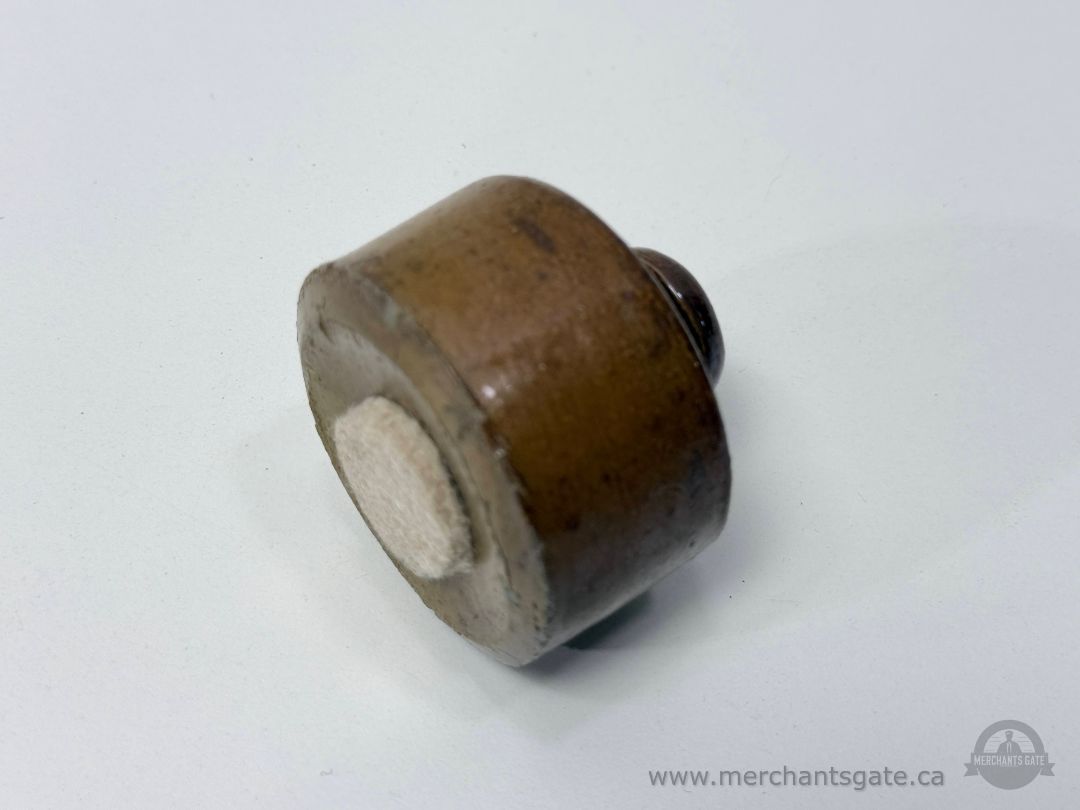 Small Vintage Stoneware Oil Lamp or Wick Holder – Brown Glazed Utilitarian Pottery