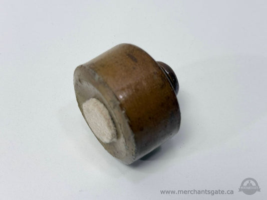 Small Vintage Stoneware Oil Lamp or Wick Holder – Brown Glazed Utilitarian Pottery