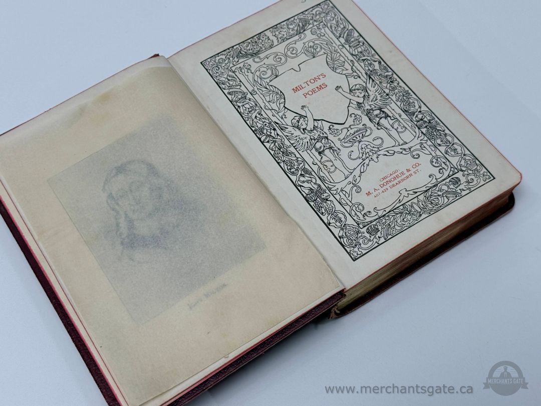 Antique John Milton Poems Decorative Hardcover Book Gold Gilt Cover