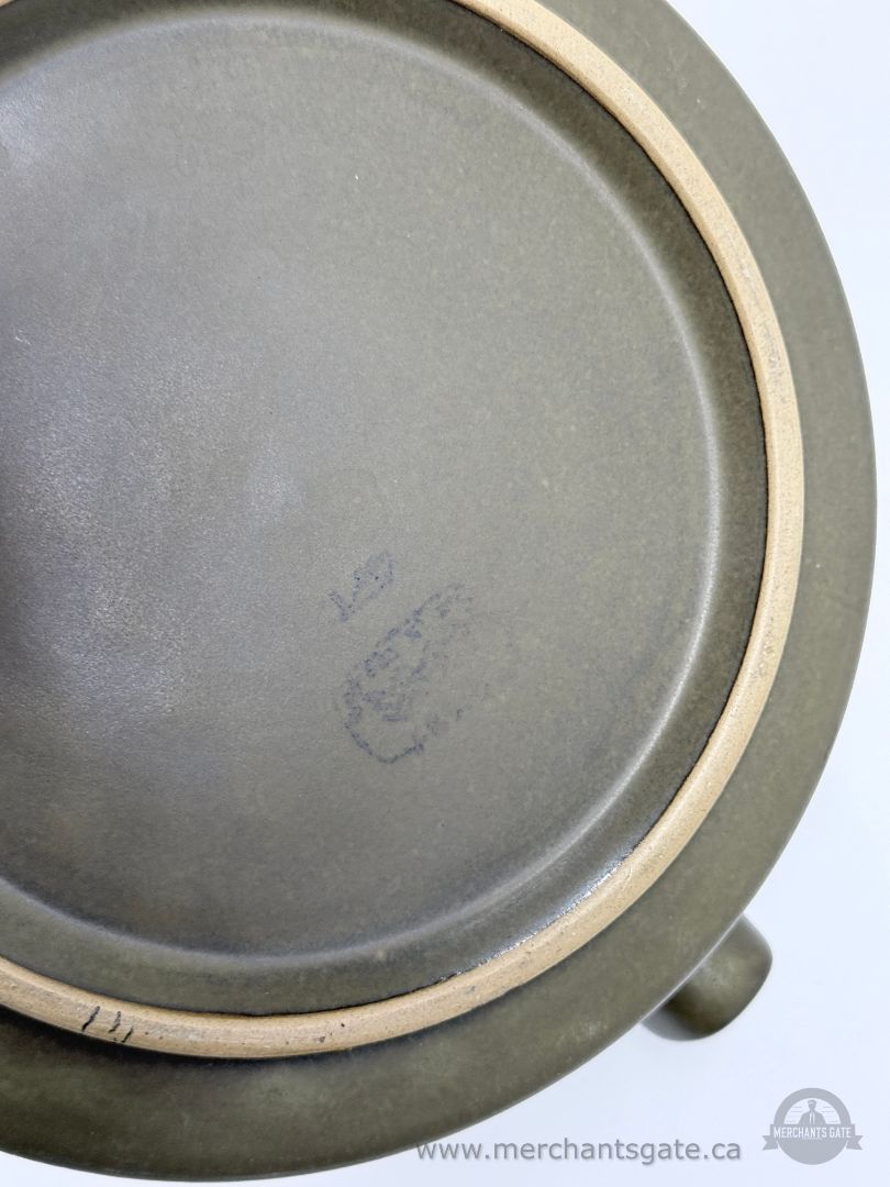 Stoneware Casserole Pot with Handles Textured Green Glaze
