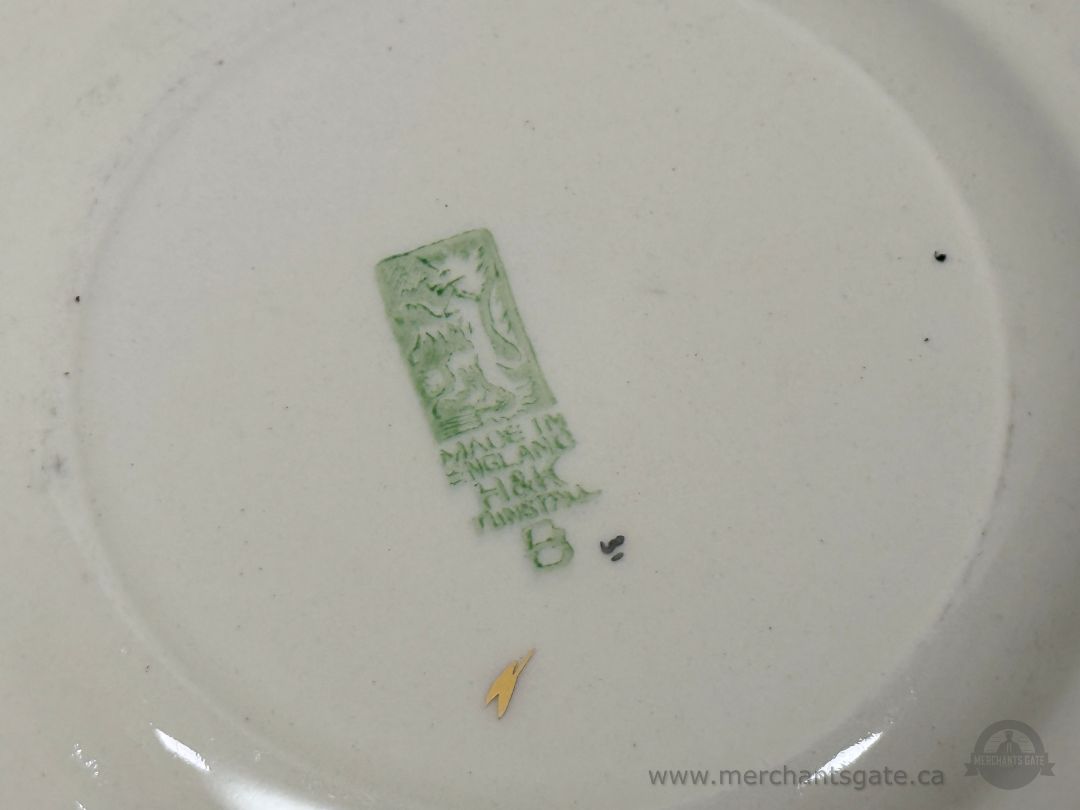 H & K Tunstall 6 3/8"′ Square Dessert Plate – Made in England – Gilt Floral (Each)