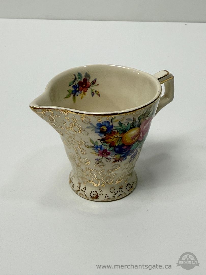 H&K Tunstall Vintage Porcelain Creamer with Gilt & Fruit Motif