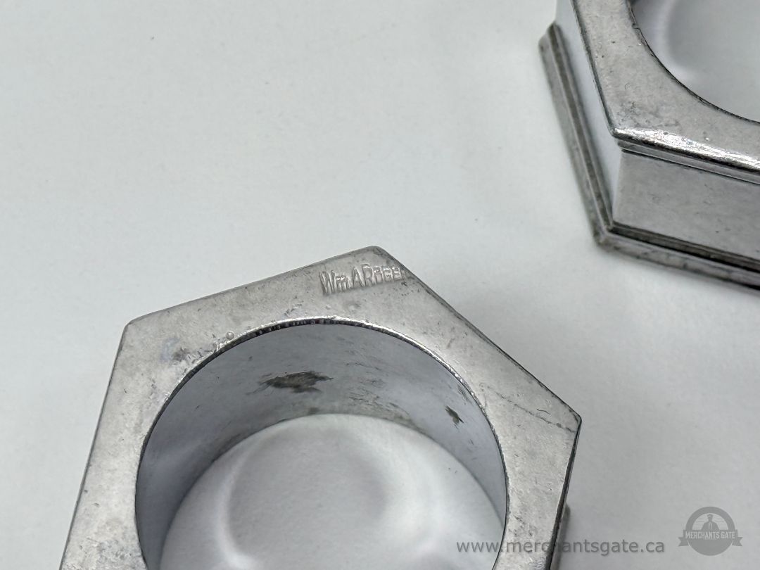 Pair of Wm A Rogers Silver Plate Hexagonal Napkin Rings Vintage Tableware
