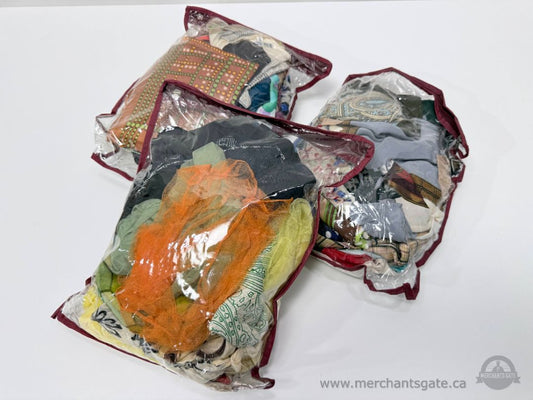 Fabric Swatches & Scrap Fabric Lot – 3 Full Bags – Assorted Materials & Colours