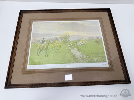 Set of 4 Antique Fox Hunting Prints by Charles Walter Simpson (1930s) – Framed