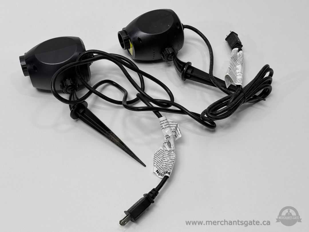 Outdoor Plug In Landscape Spotlights Pair with Ground Stakes Black