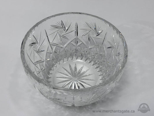 Cut Crystal Glass Bowl Starburst Pattern Clear Serving Bowl 8 Inch