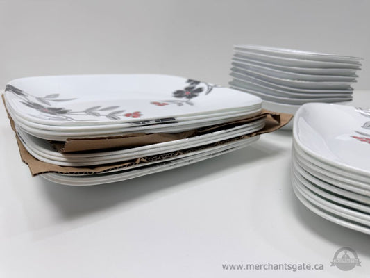 Corelle Vitrelle Square Dinnerware Set – Floral Pattern – 28 Pieces