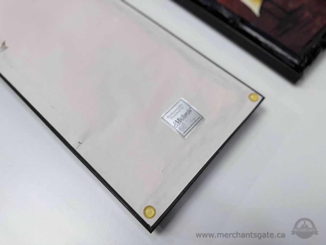 Framed African Art Wall Panels Pair Woman Figurative Prints Bamboo Style Frame