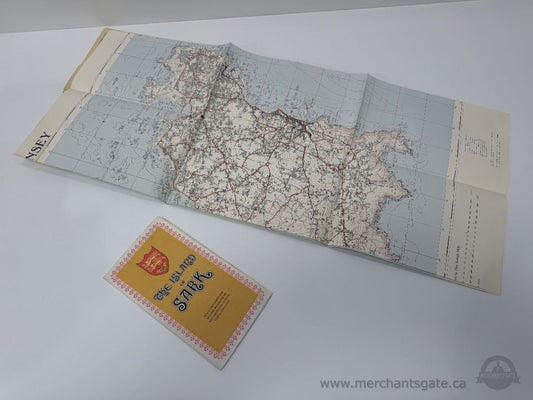 Vintage Folded Map of The Island of Sark with Guernsey Channel Islands