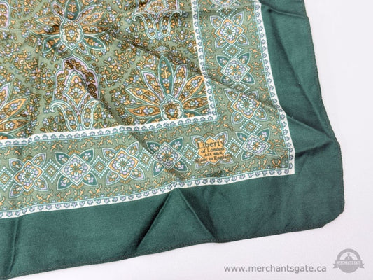 Vintage Liberty of London Paisley Floral Pattern Silk Scarf Green Multicolor Made in England