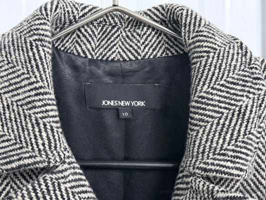 Jones New York Womens Herringbone Wool Blend Coat Size 10