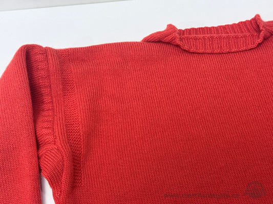Vintage Red Wool Knit Sweater Long Sleeve Pullover Likely 1960s or 1970s