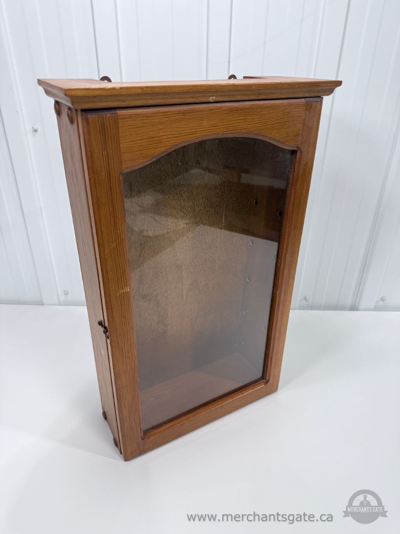 Vintage Solid Wood Wall Curio Display Cabinet with Glass Door